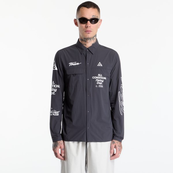 Košile Nike ACG Aireez Men's UV Protection Button-Up Long-Sleeve Graphic Top Dk Smoke Grey/ White L
