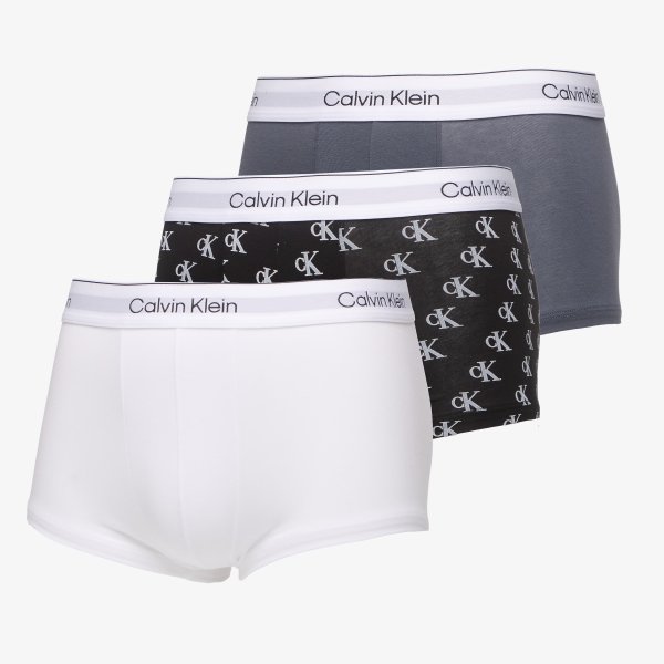 Boxerky Calvin Klein Low Rise Trunk 3Pk White/ Collegiate Logo Back/ Turbule S