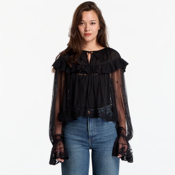 Top AllSaints Trixie Lace Top Jet Black 6