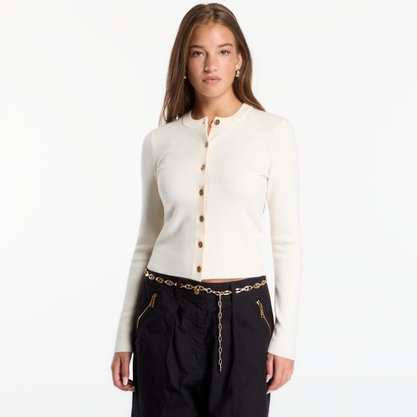 Svetr Michael Kors Merino Rib Crew Nk Cardi Bone S/36