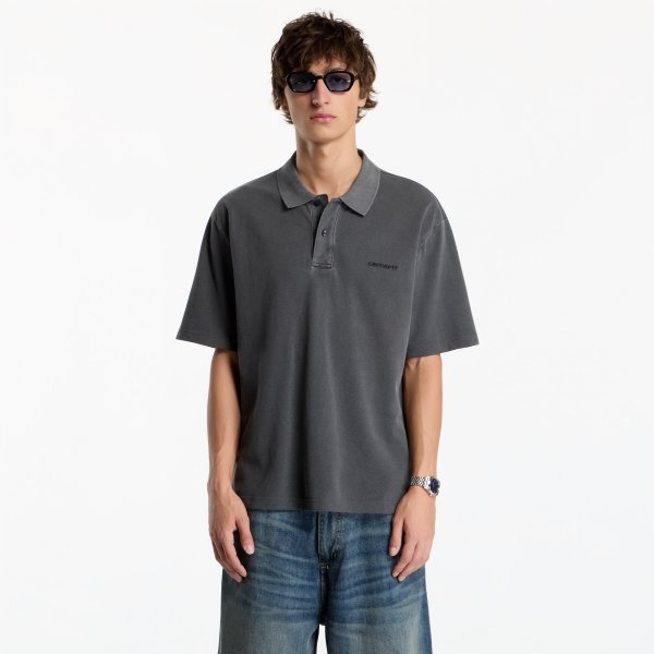 Tričko Carhartt WIP S/S Wayne Polo UNISEX Black Garment Dyed L