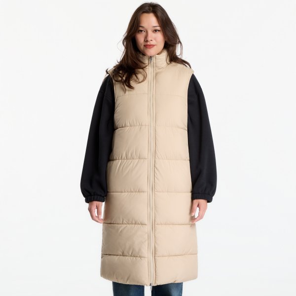 Péřovka Urban Classics Ladies Long Puffer Vest Wet Sand S