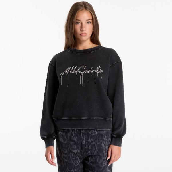Mikina AllSaints Chains Pippa Sweat Washed Black S