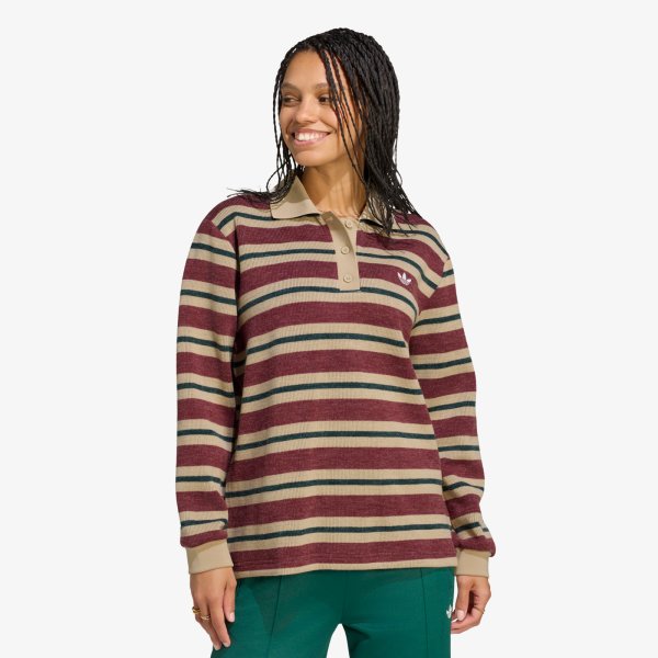 Svetr adidas Stripe Knitted Polo Shadow Red S