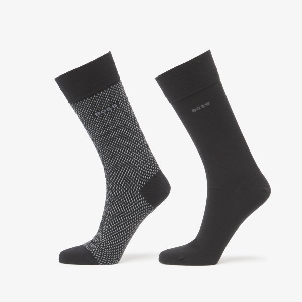 Ponožky Hugo Boss 2-Pack Rs Minipattern Cc Black 43-46