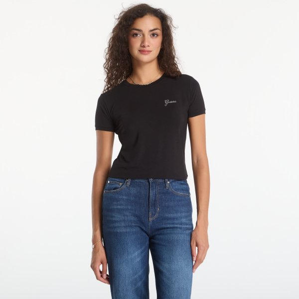 Tričko GUESS New Ss Cn Mini Logo Tee Jet Black S
