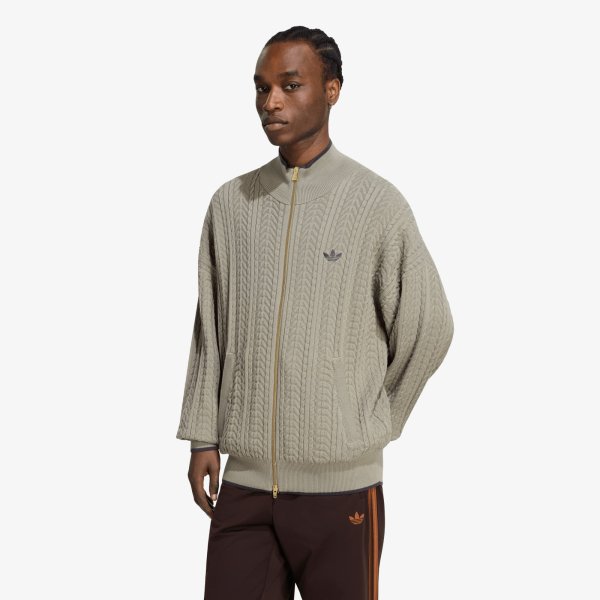 Svetr adidas Firebird Cable Knit Track Top Silver Pebble XL