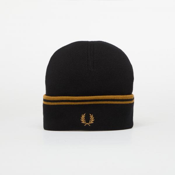 Čepice FRED PERRY Twin Tipped Merino Wool Beanie Black/Caramel Universal