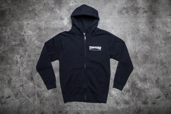 Thrasher Magazine Logo Zip Hood Navy Blue