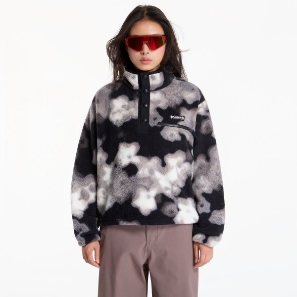 Mikina Columbia Helvetia™ II Printed Cropped Half Snap Black, Dyeflower M