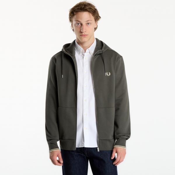 Mikina FRED PERRY Hooded Zip Through Sweatshirt Field Green L
