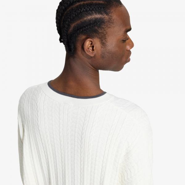 Svetr adidas Cable Knit Crewneck Sweatshirt Cloud White XXL