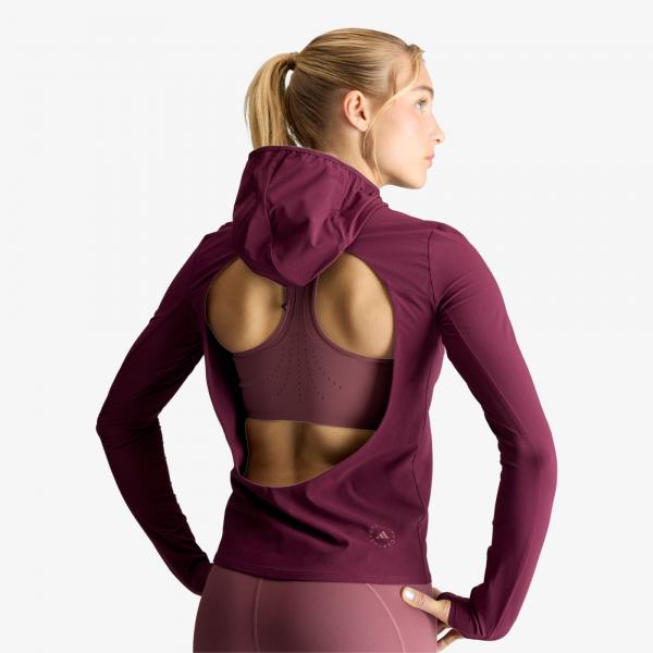 Mikina adidas by Stella McCartney Running Hybrid Open-Back Hooded Long Sleeve Maroon M