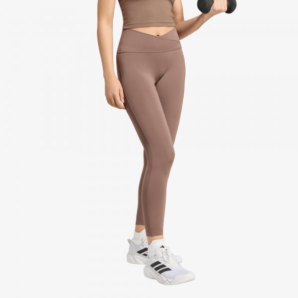Legíny adidas 3 Stripes Studio All Me 7/8 X-Over Leggings Earth Strata XL