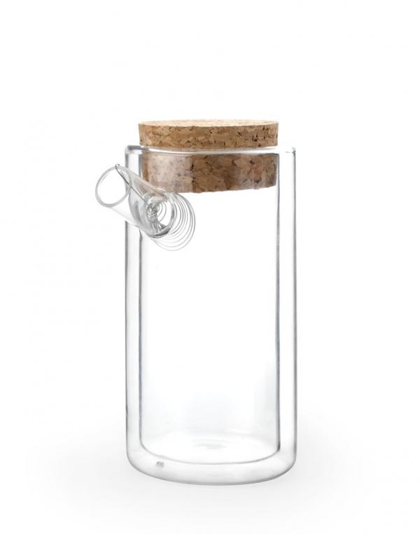 Kikkerland Ora Teapot Double Walled Glass cork
