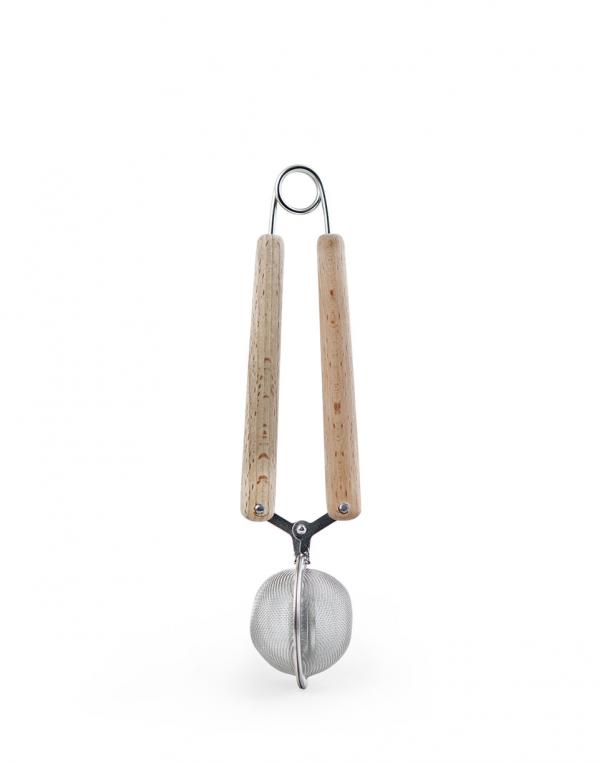 Kikkerland Tea Infuser Wooden Snap Mesh Wood