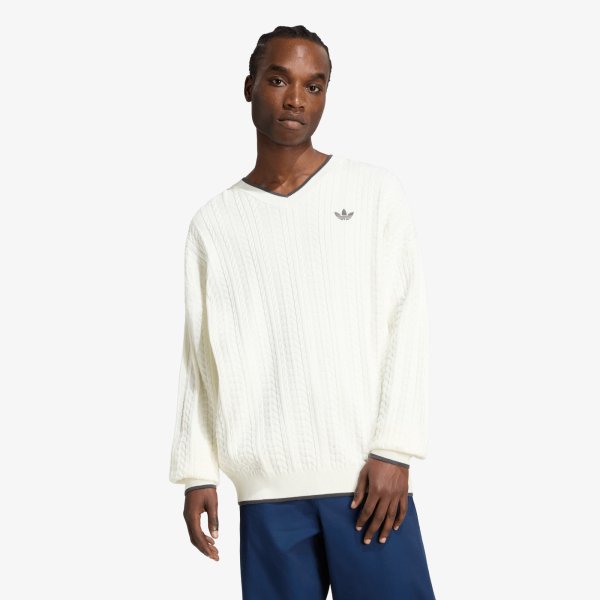 Svetr adidas Cable Knit Crewneck Sweatshirt Cloud White S