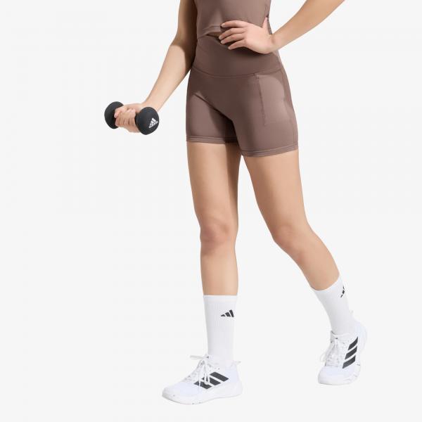 Šortky adidas 3 Stripes Studio All Me Booty Short Leggings Earth Strata S/5