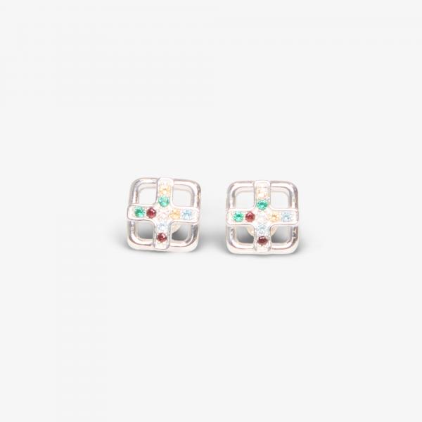 MAPLE Cross Earrings Silver 925 / Topaz Universal