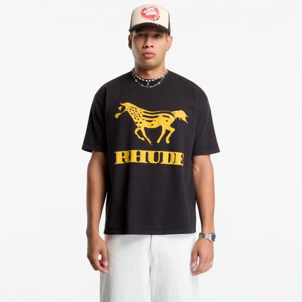 Tričko Rhude Dinero Tee Vintage Black/ Yellow XXL