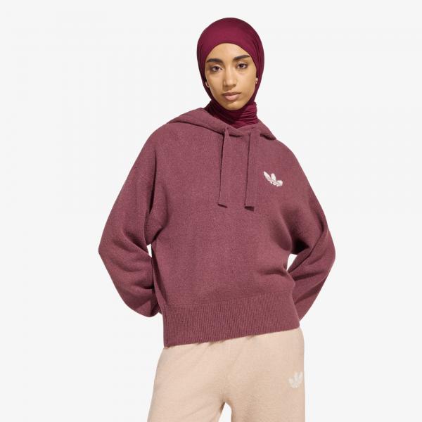 Svetr adidas Essentials Knit Hoodie Quiet Crimson S