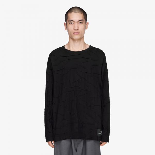 Tričko Y-3 Pleated Oversized Long Sleeve Tee Black S