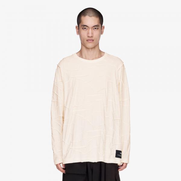 Tričko Y-3 Pleated Oversized Long Sleeve Tee Chalk White XS