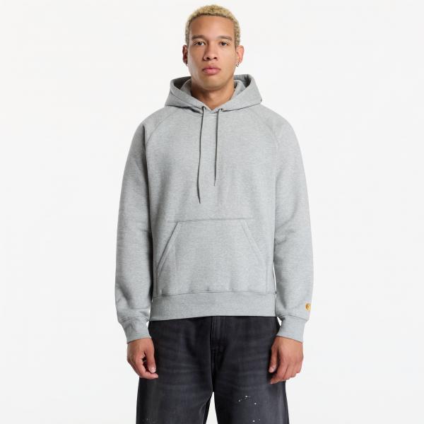 Mikina Carhartt WIP Hooded Chase Sweat Grey Heather/ Gold L