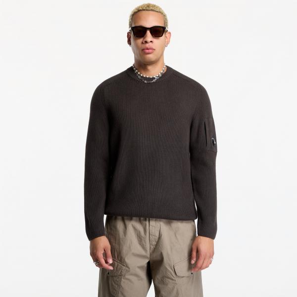 Svetr C.P. Company Full Rib Cotton Lens Crewneck Sweater Black S