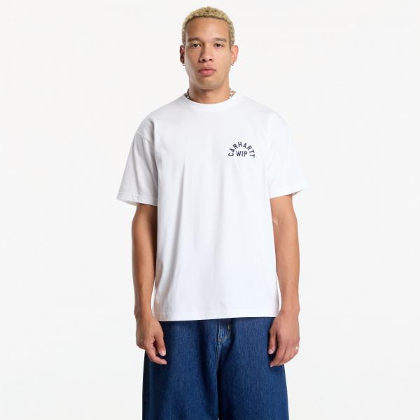 Tričko Carhartt WIP S/S Arch Script T-Shirt UNISEX White/ Dark Navy S