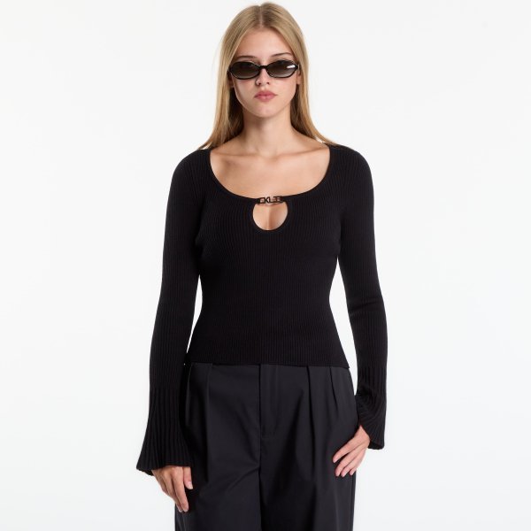Svetr Karl Lagerfeld Jeans Metal Logo Knit Sweater Black XS