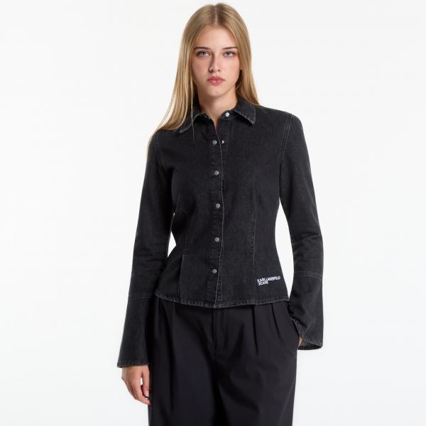 Košile Karl Lagerfeld Jeans Wide Sleeve Denim Blouse Washed Black M