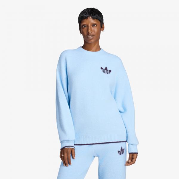 Svetr adidas Ess Knit Tipping Crew Clear Sky/ Noble Red M