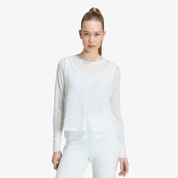 Tričko adidas Soft Lux Sheer Long-Sleeve Off White S