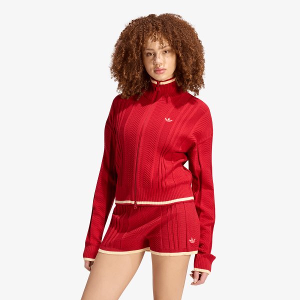 Svetr adidas Cable Knit Firebird Track Top Team Victory Red XL