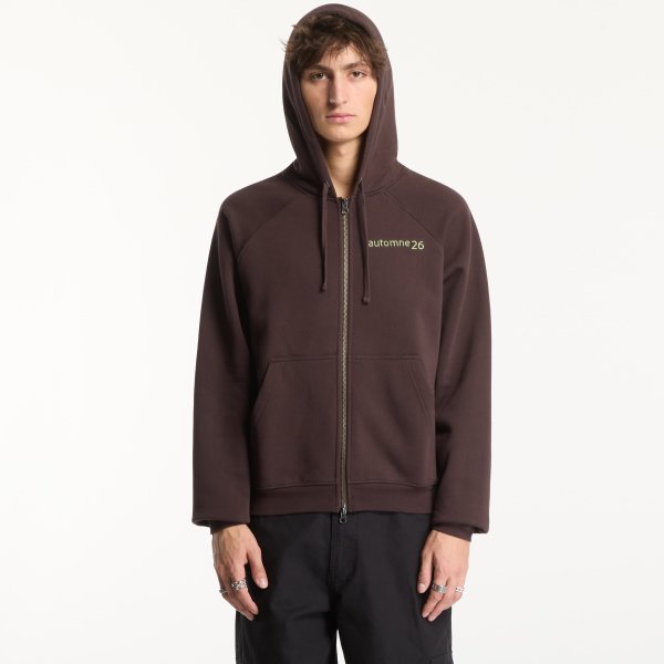 Mikina Dime Grid Zip Hoodie Dark Brown M
