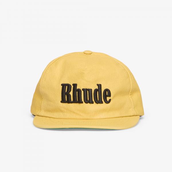 Kšiltovka Rhude Logo Leather Hat Yellow/ Black Universal