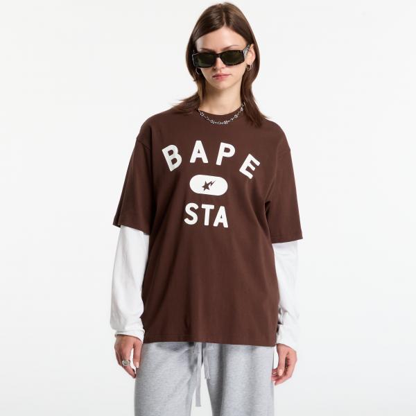 Tričko A Bathing Ape Bape Sta College Relaxed Fit Tee UNISEX Brown L