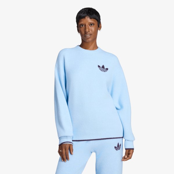 Svetr adidas Ess Knit Tipping Crew Clear Sky/ Noble Red L