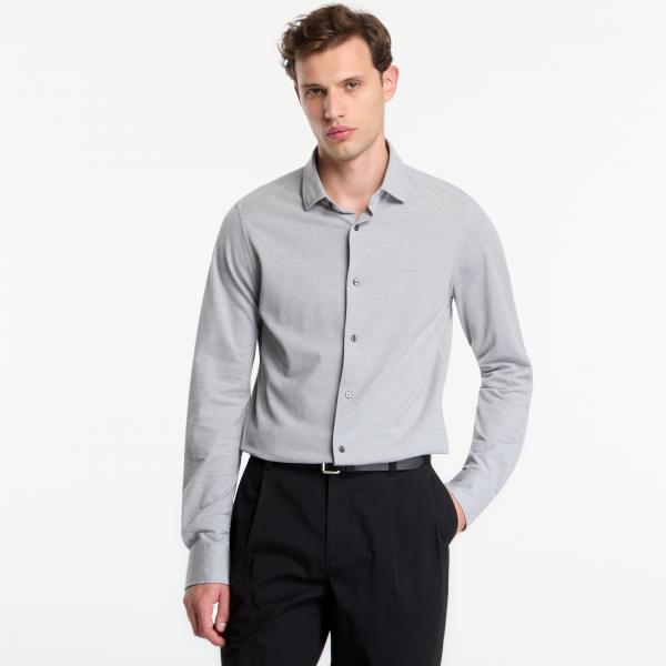 Košile Gant Slim Two-Tone Jersey Pique Shirt Whale Grey XL