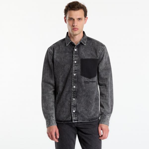 Košile Karl Lagerfeld Jeans Denim Shirt Washed Black Od Black XL