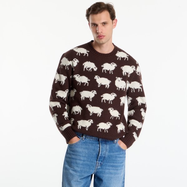 Svetr Gant Wool Blend Jacquard C-Neck Black Mud M