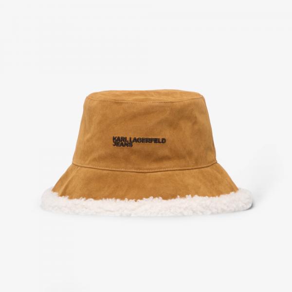Klobouk Karl Lagerfeld Jeans Suede Fur Rev Bucket Hat Brown Universal