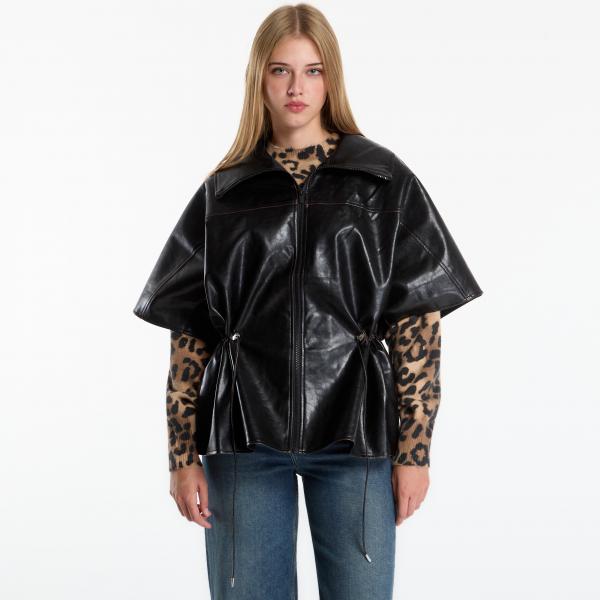 Bunda Desigual Poncho Leather Effect Jacket Black Universal