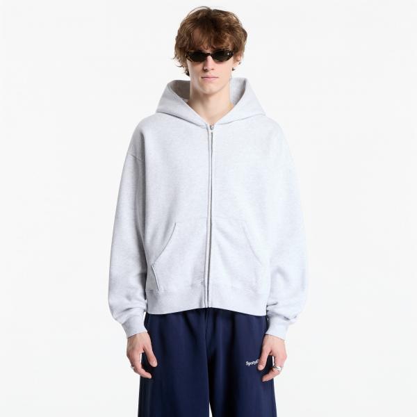 Mikina Sporty & Rich Serif Logo Embroidered Zip Hoodie UNISEX Heather Gray XL