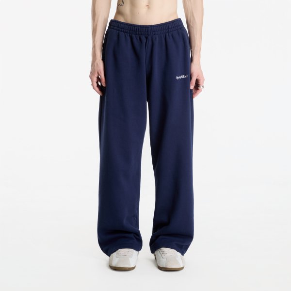 Tepláky Sporty & Rich Serif Logo Embroidered Wide Sweatpant UNISEX Dark Navy XL