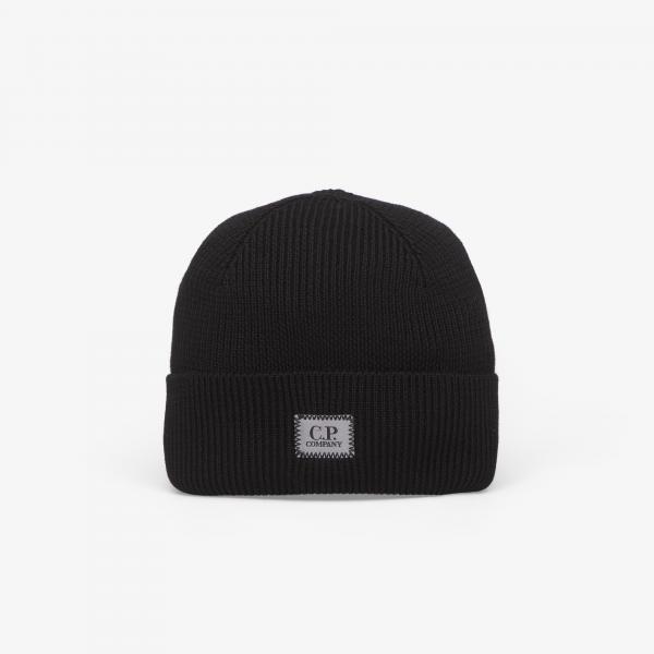 Čepice C.P. Company Extrafine Merino Wool Beanie Black Universal