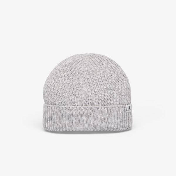 Čepice C.P. Company Extrafine Merino Wool Fisherman Beanie Moon Melange Grey Universal
