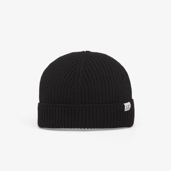 Čepice C.P. Company Extrafine Merino Wool Fisherman Beanie Black Universal