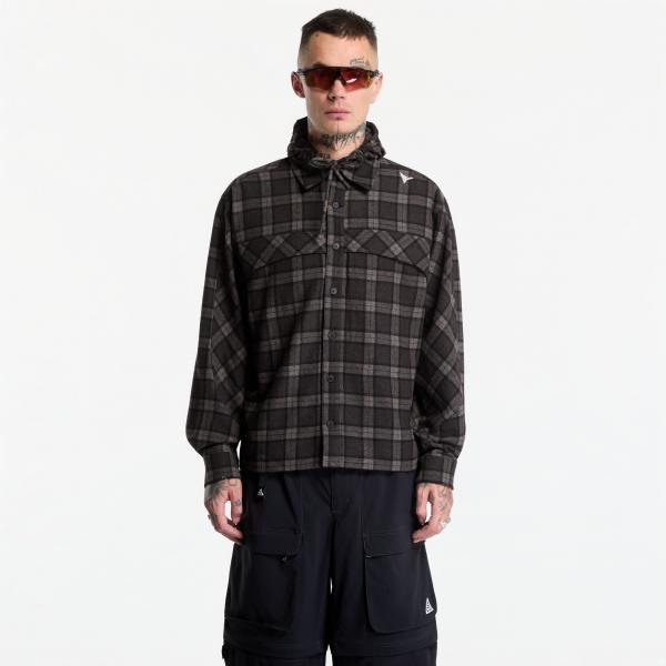 Košile ROA Logger Wool Check Long Sleeve Shirt Anthracite M